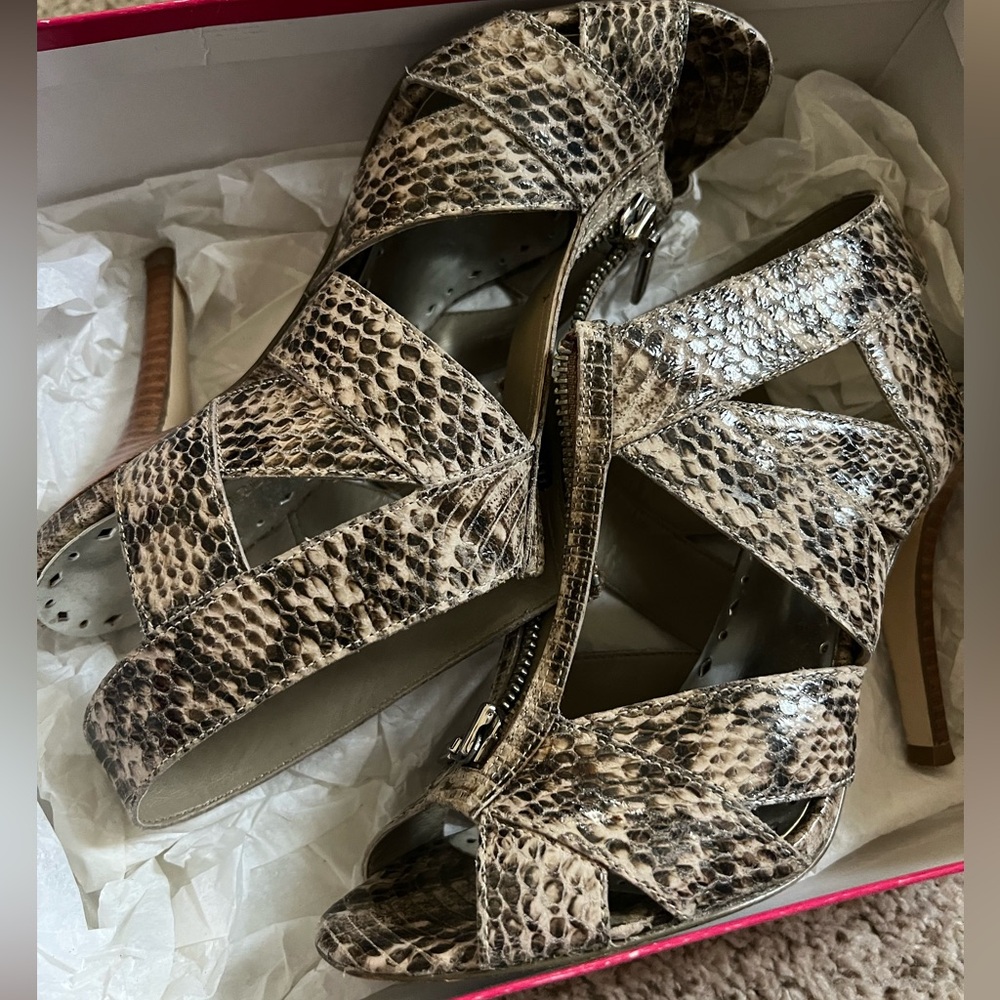 BCBGirls LEVONA SNAKE PRINT SANDALS